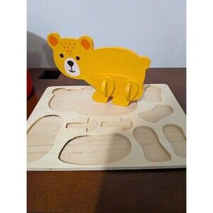 3D Wooden BEAR Puzzle Toddler Montessori First Puzzle Yellow Fine Motor STEM